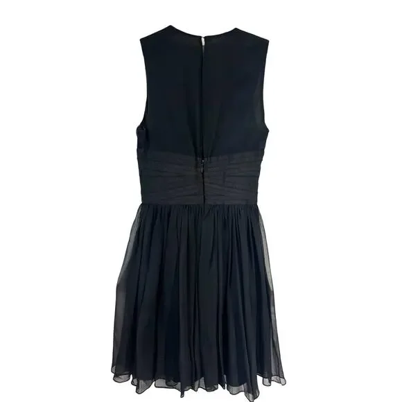 Elizabeth And James Women's Black Jana Print Silk Chiffon Dress Size 6 - Picture 3 of 9